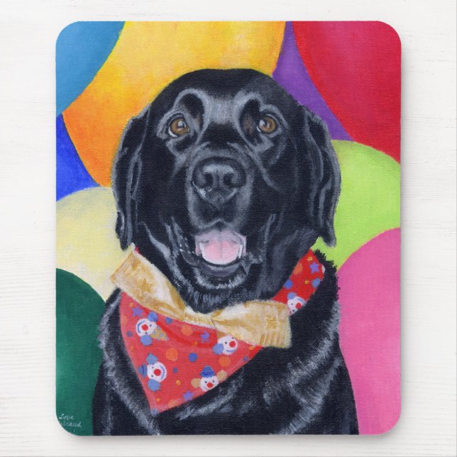 Black Labrador Happy Birthay Painting Mouse Pad (Front)