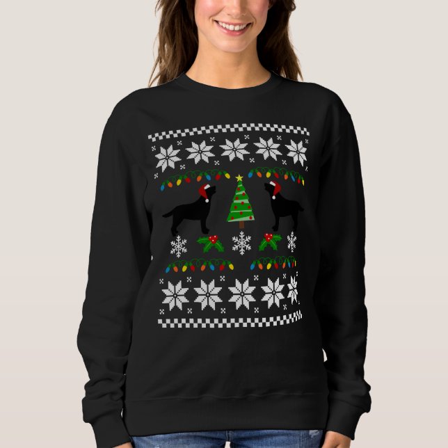 Black Labrador Happy Christmas Sweater Pattern (Front)