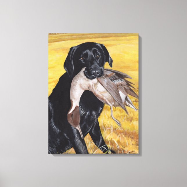Black Labrador Hunting Dog Canvas Print (Front)