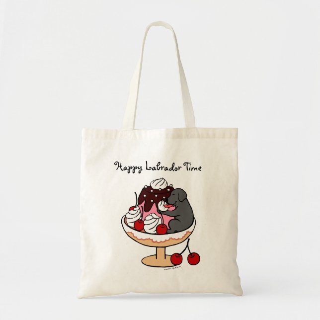 Black Labrador & Ice Cream Sundae Tote Bag (Front)