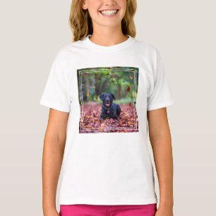 Black Labrador In Fall Leaves T-Shirt