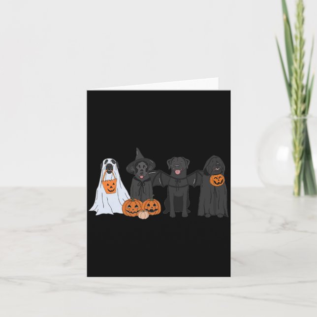 Black Labrador In Ghost Halloween Costume Ghost Card (Front)