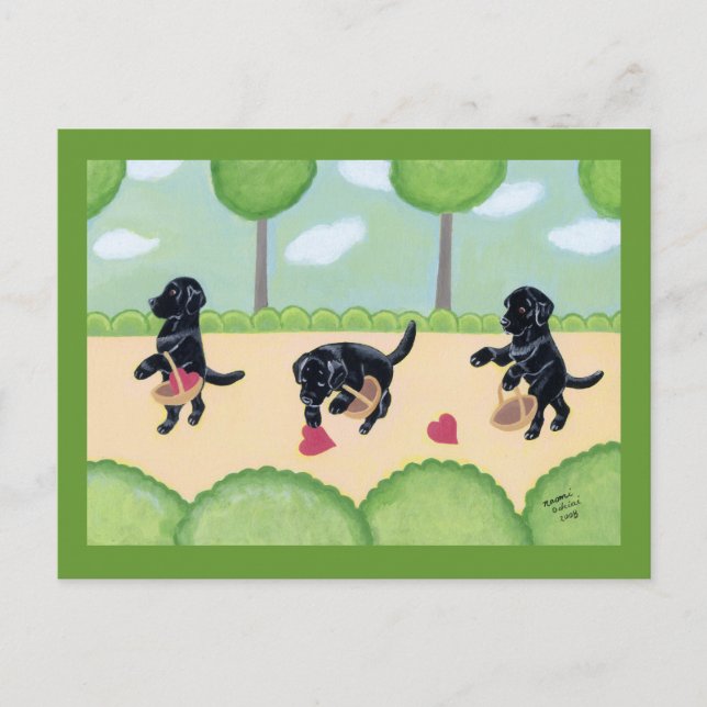 Black Labrador in the forest Postcard (Front)