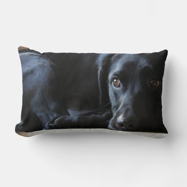 Black Labrador Lumbar Cushion (Front)