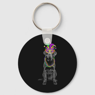 Black Labrador Mardi Gras Costume Beads Mask  Key Ring