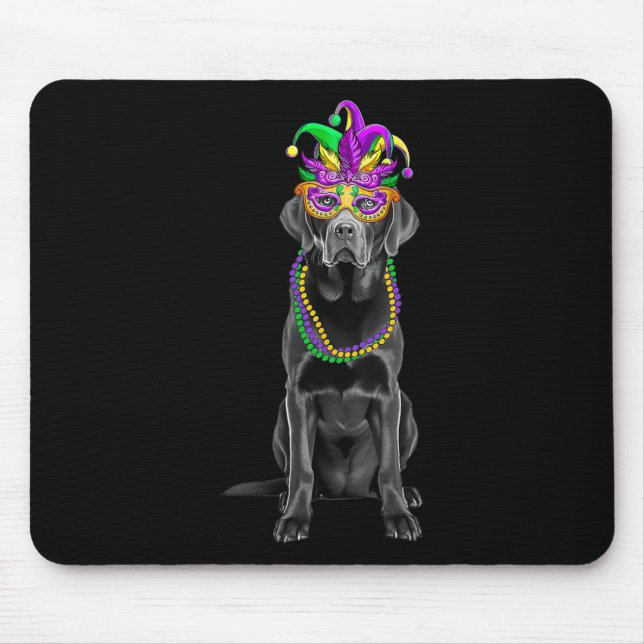Black Labrador Mardi Gras Costume Beads Mask  Mouse Pad (Front)