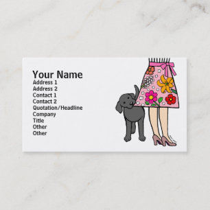 Black Labrador & Mum's Skirt Cartoon Business Card