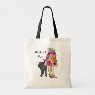 Black Labrador & Mum's Skirt Cartoon Tote Bag