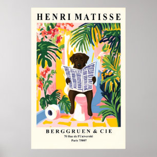 Black Labrador on a Toilet Wall Art - Pink Matisse