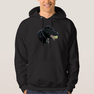 Black Labrador On Beach With A Tennis Ball Hoodie