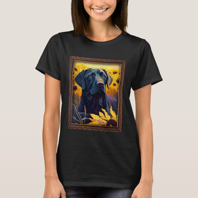 Black Labrador Painting Sunflower Flower Mom Women T-Shirt (Front)