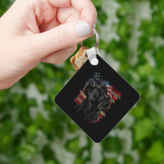Black Labrador Patriotic Lab 4th Of July USA Ameri Key Ring