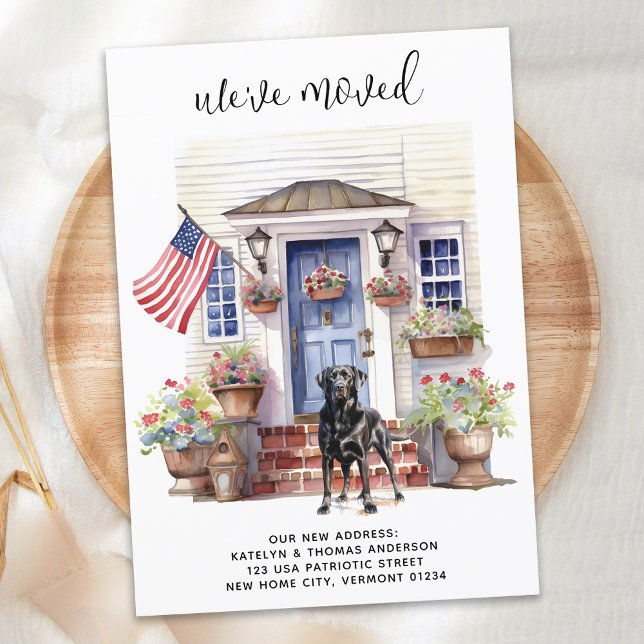 Black Labrador Patriotic Personalised Dog Moving Announcement (Creator Uploaded)