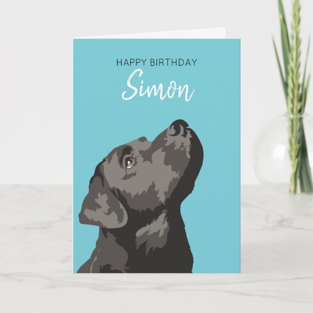 Black Labrador Personalized Happy Birthday Card (Front)