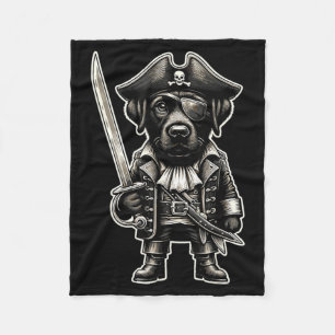 Black Labrador Pirate Dog Halloween Party Fleece Blanket