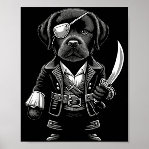Black Labrador Pirate Dog Halloween Party T-Shirt1 Poster