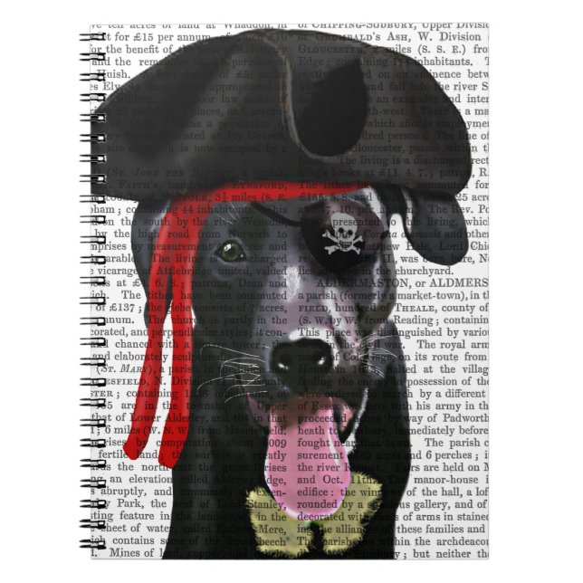 Black Labrador Pirate Spiral Notebook (Front)