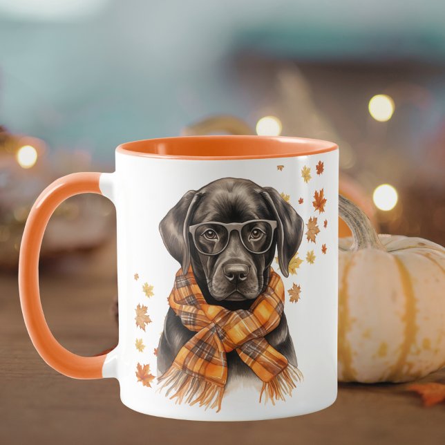 Black Labrador Plaid Scarf Cosy Fall Coffee Mug (Creator Uploaded)
