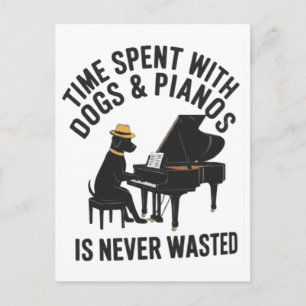 Black Labrador Playing Piano - Time Spent with Dog Postcard