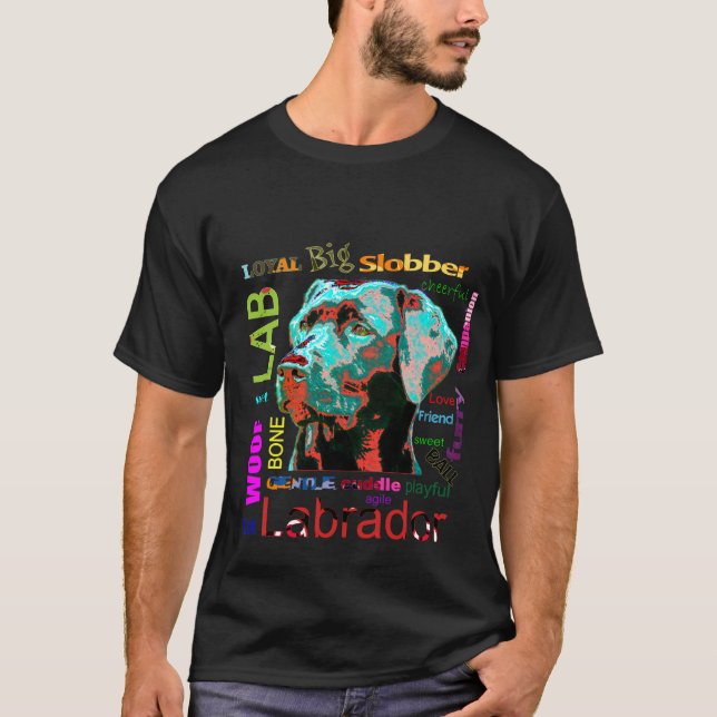 Black Labrador Pop Art Design T-Shirt (Front)