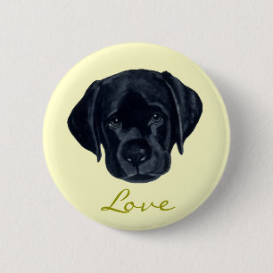 Black Labrador Puppy 6 Cm Round Badge