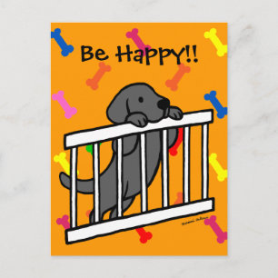 Black Labrador Puppy Cartoon Postcard
