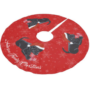 Black Labrador Puppy Christmas Snowflake Brushed Polyester Tree Skirt