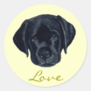 Black Labrador Puppy Classic Round Sticker