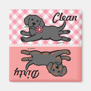 Black Labrador Puppy Clean / Dirty Dishwasher Magnet