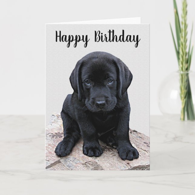Black Labrador Puppy - Happy Birthday Card (Front)
