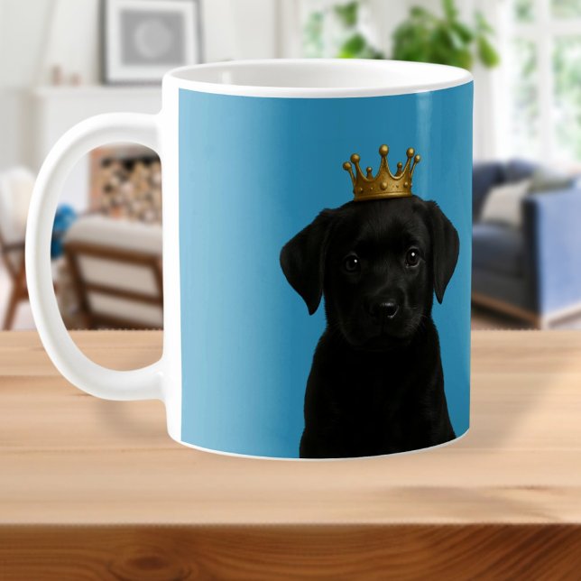 Black Labrador Puppy in Gold Crown Cute Coffee Mug (Black Labrador Puppy in Gold Crown Cute Coffee Mug
by Ricaso. Adorable pup dog wearing a crown)