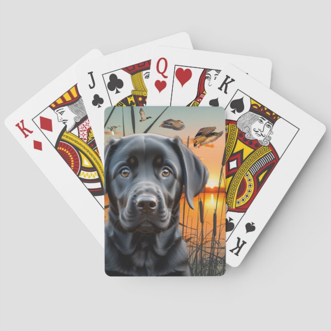 Black Labrador Puppy Playing Cards (Back)