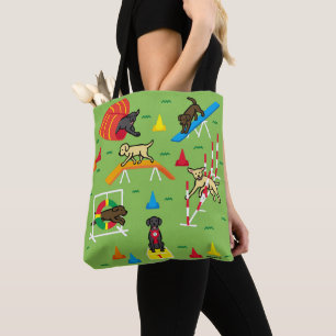 Black Labrador Retriever Agility Cartoon Tote Bag