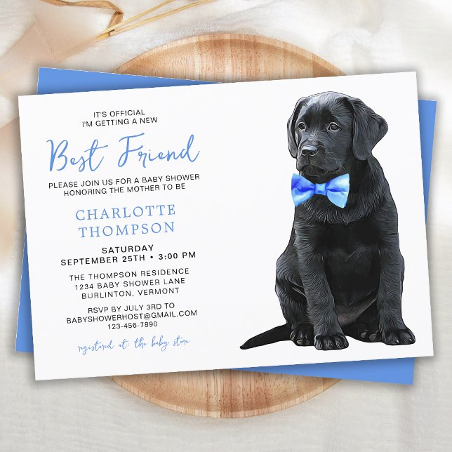 Black Labrador Retriever Baby Shower Cute Simple Invitation (Creator Uploaded)
