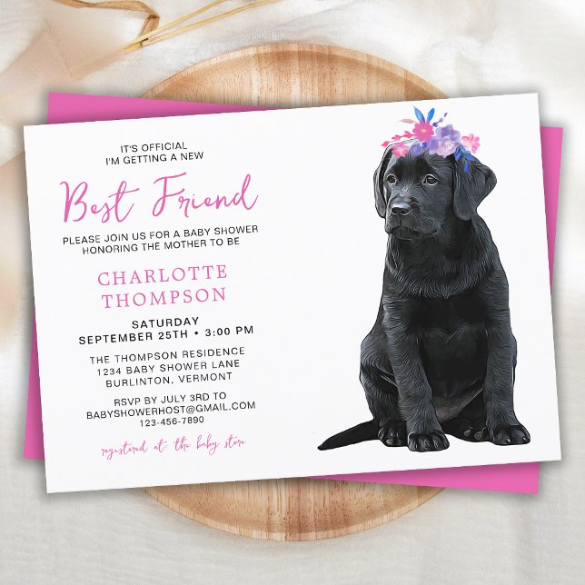 Black Labrador Retriever Baby Shower Simple Cute Invitation (Creator Uploaded)