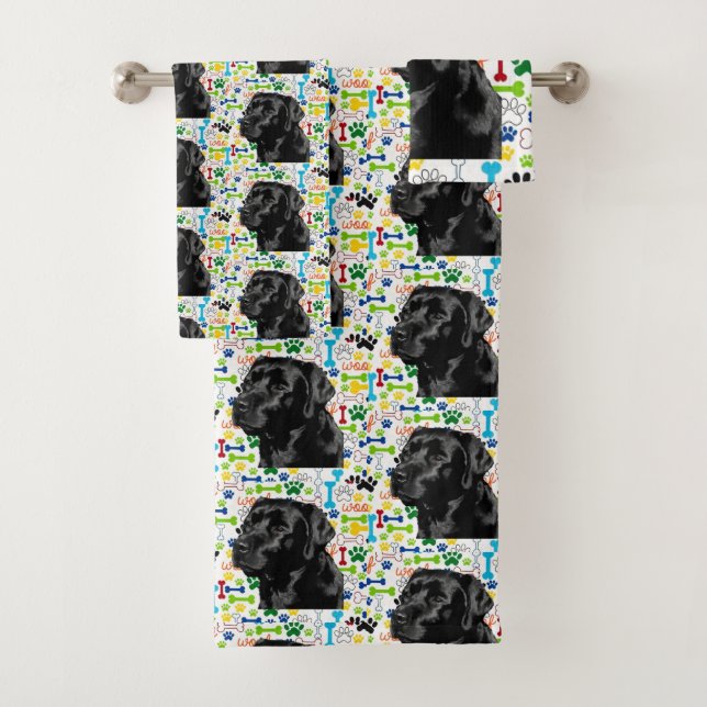 Black Labrador Retriever Bath Towel Set (Insitu)