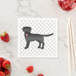 Black Labrador Retriever Cartoon Dog Illustration Napkin