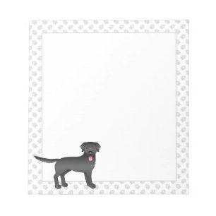 Black Labrador Retriever Cartoon Dog & Paws Notepad