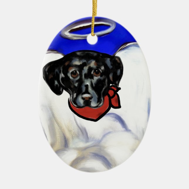 Black Labrador Retriever Ceramic Tree Decoration (Front)