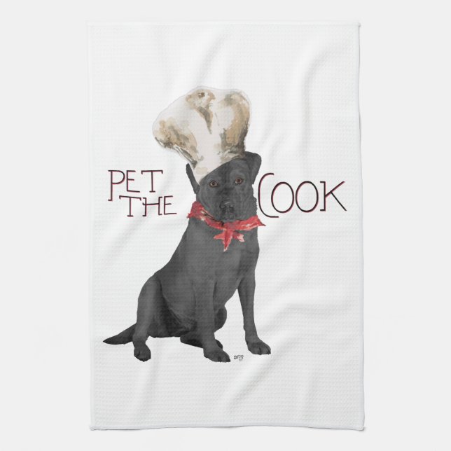 Black Labrador Retriever Chef Tea Towel (Vertical)