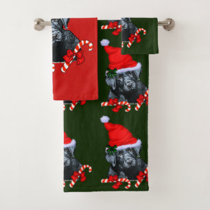 Black Labrador Retriever Christmas Bath Towel Set