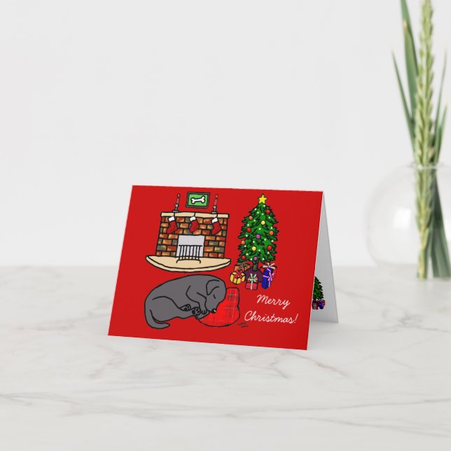 Black Labrador Retriever Christmas Cards (Front)