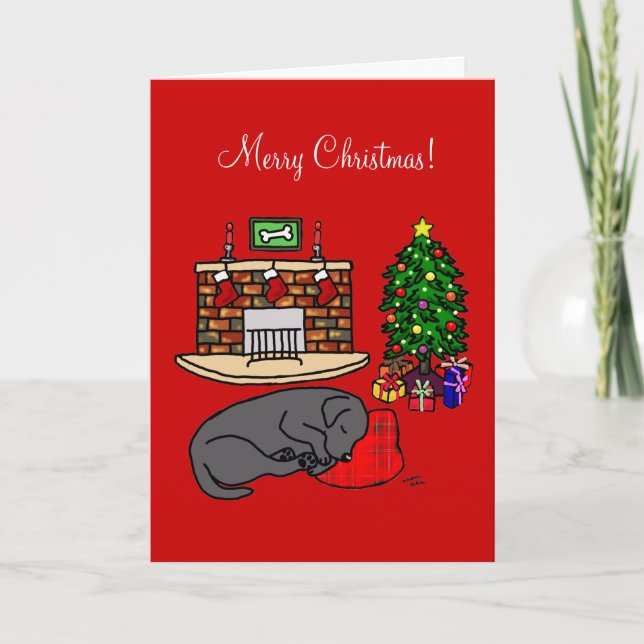 Black Labrador Retriever Christmas Cards (Front)