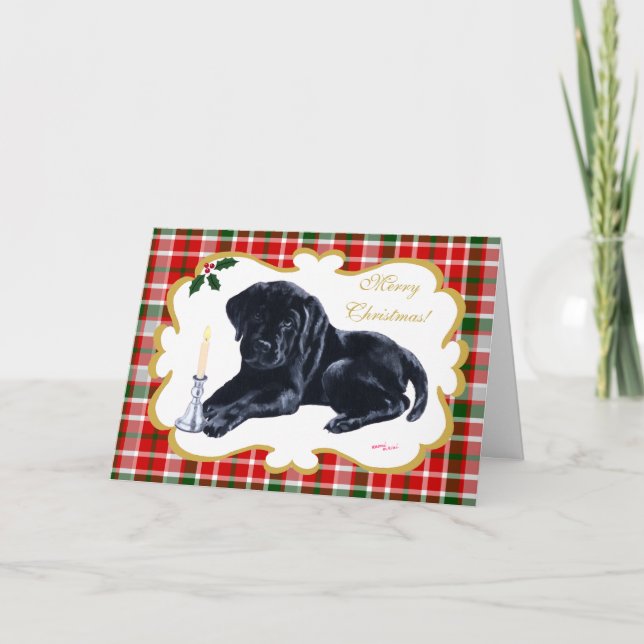 Black Labrador Retriever Christmas Holiday Card (Front)