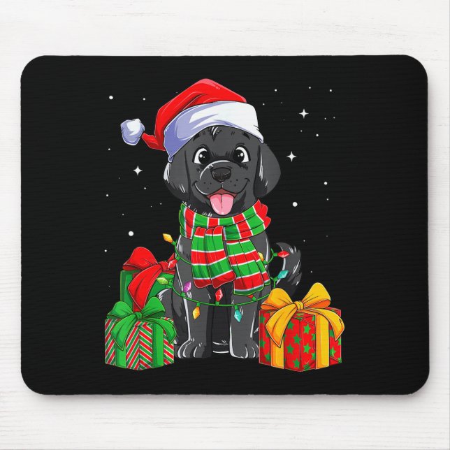 Black Labrador Retriever Christmas Lights Xmas Lab Mouse Pad (Front)