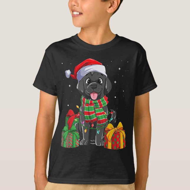 Black Labrador Retriever Christmas Lights Xmas Lab T-Shirt (Front)