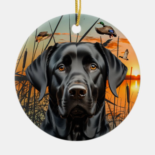 Black Labrador Retriever Christmas Ornament (Front)