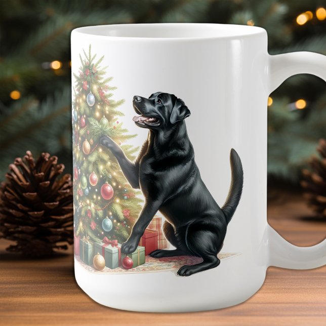 Black Labrador Retriever Christmas Puppy Dog Coffee Mug (Creator Uploaded)