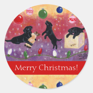 Black Labrador Retriever Christmas Stickers