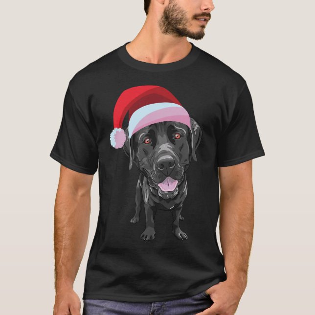 Black Labrador Retriever Christmas T-Shirt (Front)